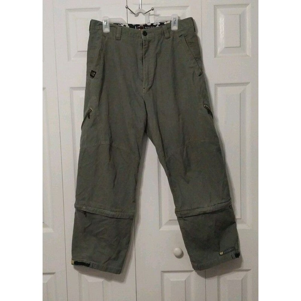 Vintage Bugle Boy Convertable Pants Olive Green Khaki Logo Streetwear Y2K 34/30